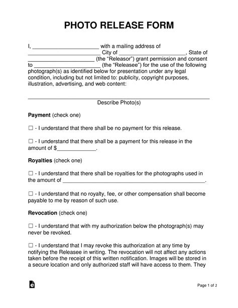 Free Photo Release Forms Word PDF eForms