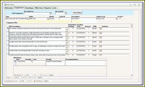 Free Preventive Maintenance Access Database Template Template 1