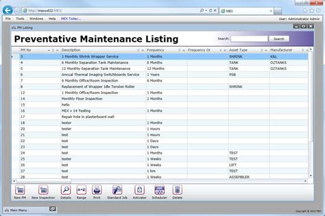 Free Preventive Maintenance Access Database Template Templates
