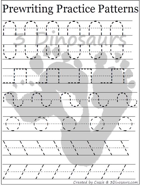 Free Prewriting Practice Patterns Printable 3 Dinosaurs