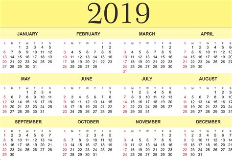 Free Print Calendar 2019