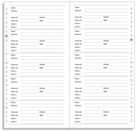 Free Printable Address Book Page Templates Invitation Design Blog