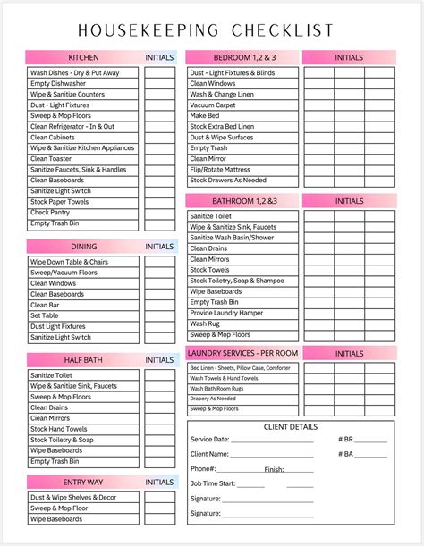 Free Printable Airbnb Cleaning Checklist
