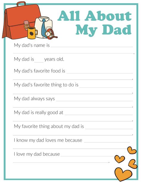 Free Printable All About Dad Questionnaire
