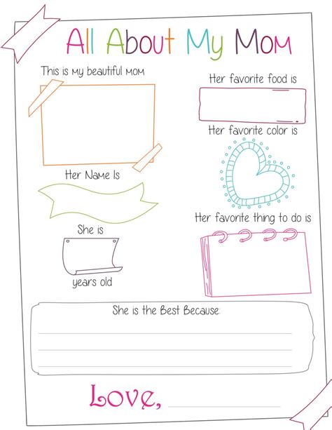 Free Printable All About Mom Printable