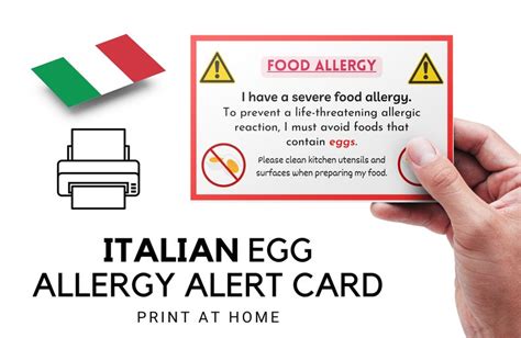 Free Printable Allergy Cards Italian
