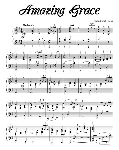 Free Printable Amazing Grace Hymn Sheet Music