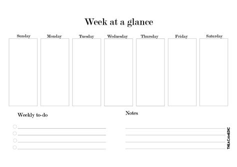 Free Printable At A Glance Weekly Planner Example Calendar Printable