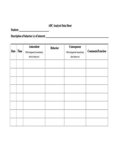 Free Printable Blank Abc Chart This Is An A B C Data Collection Sheet