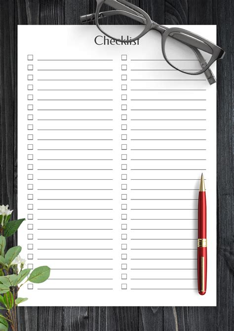 Free Printable Blank Checklist Template