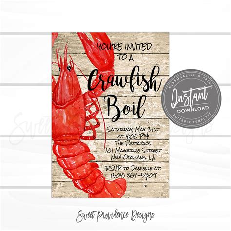 Free Printable Blank Crawfish Boil Invitations