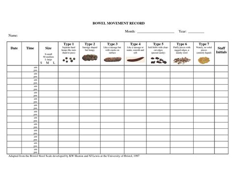 Free Printable Bowel Movement Record Char