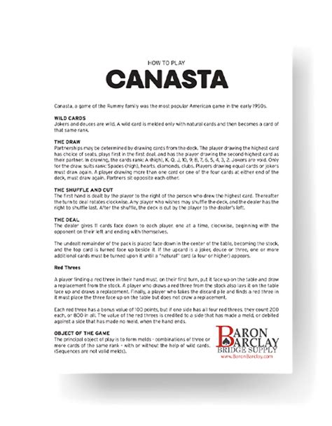 Free Printable Canasta Rules