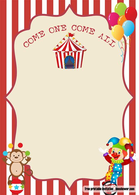 Free Printable Circus Invitation Templates Facit Coloring Templates