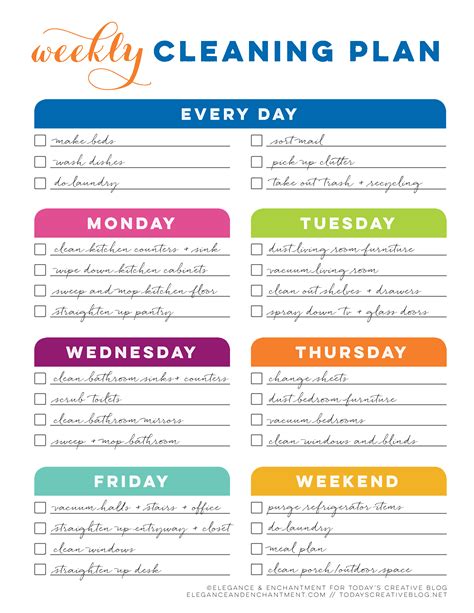 Free Printable Cleaning Schedule Chart