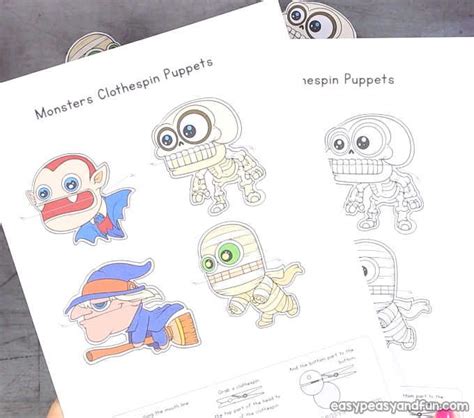 Free Printable Clothespin Puppets Halloween