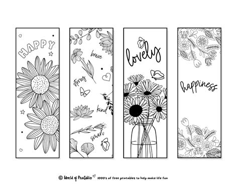 Free Printable Color Your Own Flower Bookmarks …