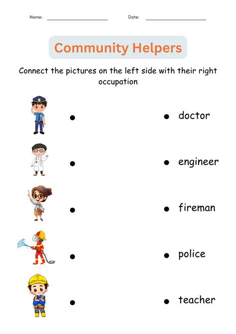 Free Printable Community Helpers Matching Worksheet Worksheets Library
