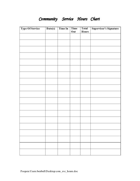 Free Printable Community Service Log Sheet Free Printable