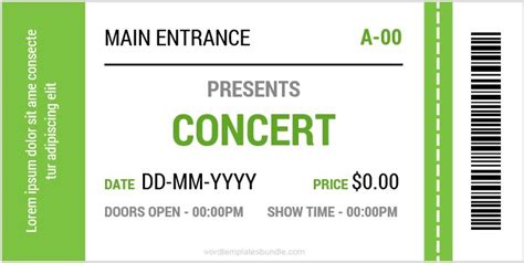 Free Printable Concert Tickets Template