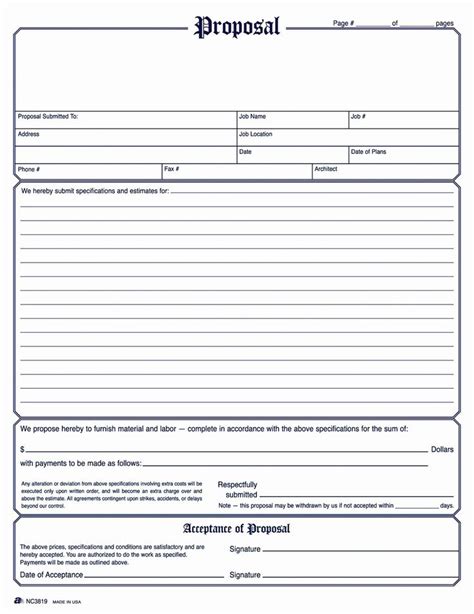 Free Printable Contractor Proposal forms Awesome so Cold Breaking