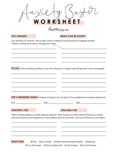 Free Printable Counseling Anxiety Worksheets