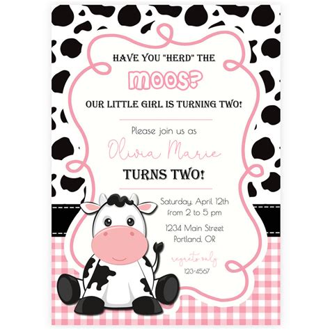 Free Printable Cow Birthday Invitations Free Printable