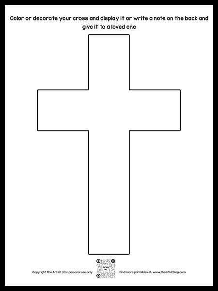 Free Printable Cross Coloring Page Blank Template - The Art Kit