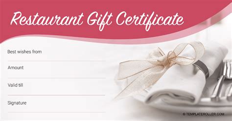 Free Printable Custom Restaurant Gift Certificate Templates, 54 OFF