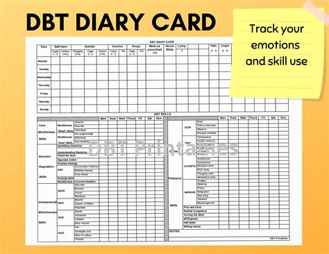 Free Printable DBT Diary Card Dialectical behavior