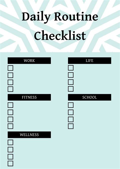 Free Printable Daily Routine Checklist Template