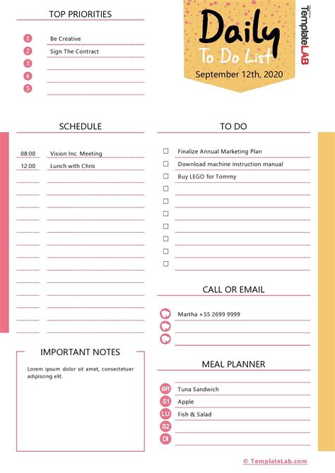 Free Printable Daily ToDo List Template in 2020 To do lists