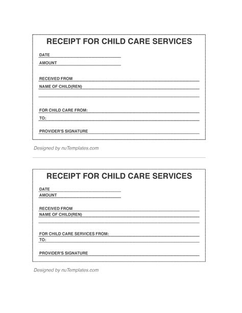 Free Printable Daycare Receipt Template