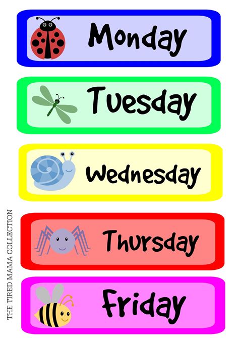 Free Printable Days Of The Week Months Of The Year Labels