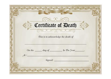 Free Printable Death Certificate