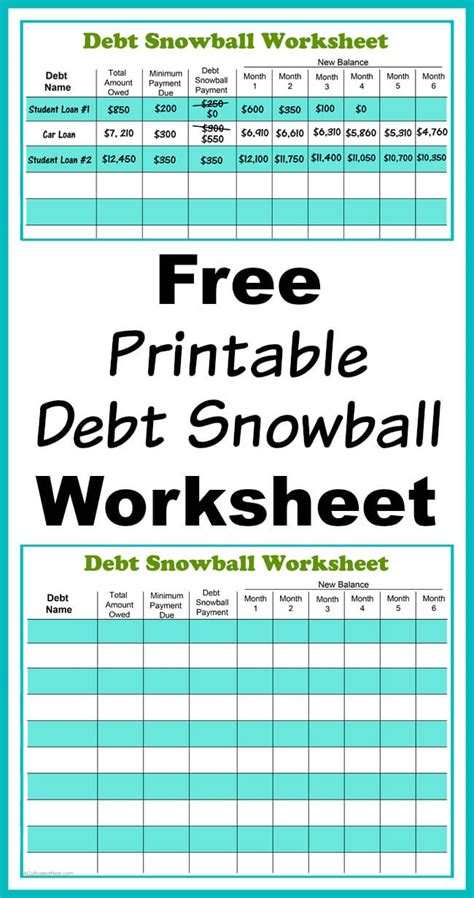 Free Printable Debt Snowball Spreadsheet