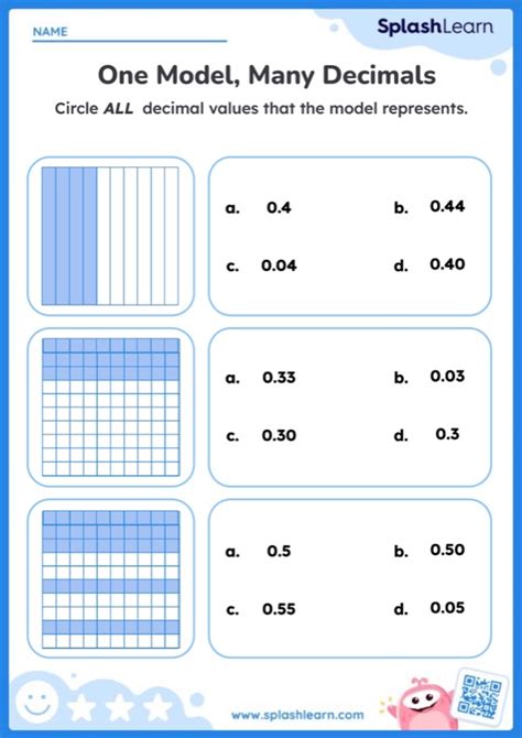 Free Printable Decimals Using Models Worksheets SplashLearn