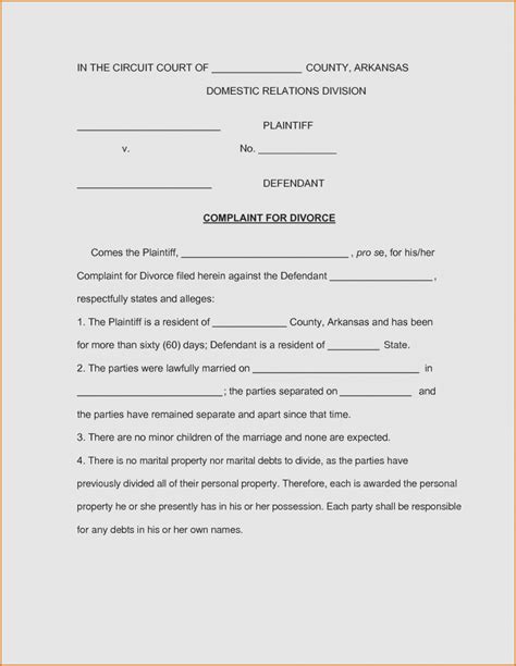 Free Printable Divorce Papers Arkansas