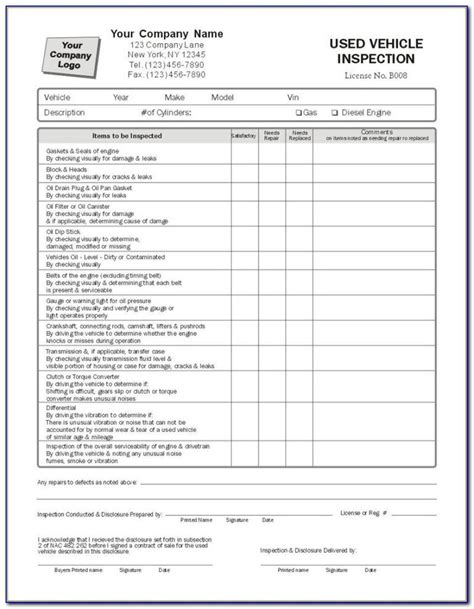 Free Printable Driver Vehicle Inspection Report Form Form With Part