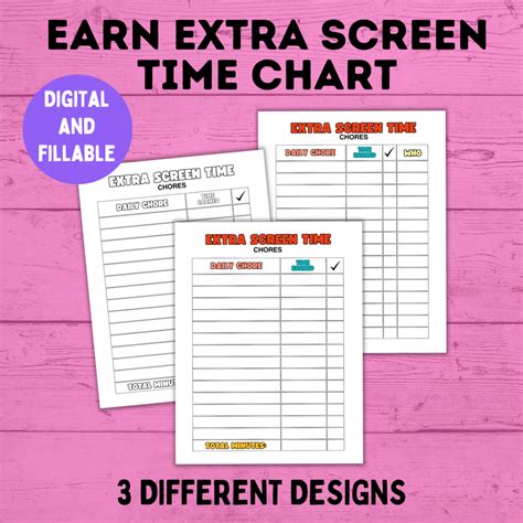 Free Printable Earning Screen Time Char