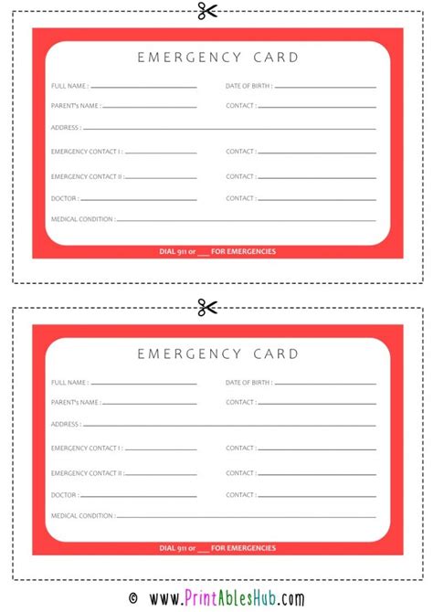 Free Printable Emergency Contact Card