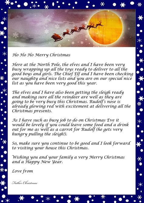 Free Printable Father Christmas Letter