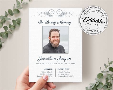 Free Printable Funeral Announcement Template