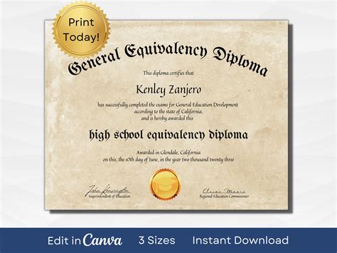 Free Printable Ged Certificate Template Printable Blank World