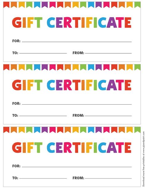 Free Printable Gift Certificate Template Pjs And Paint