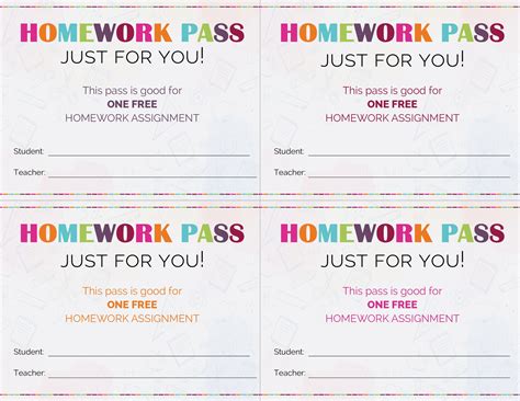 Free Printable Homework Pass – Freebie Finding Mom