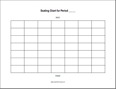Free Printable Horizontal Classroom Seating Chart for One Class