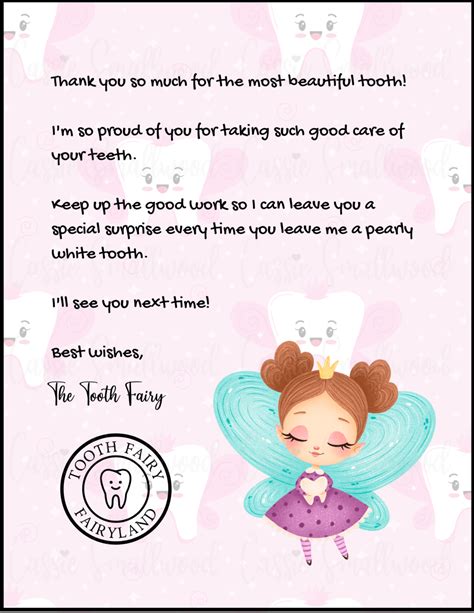 Free Printable Letter From Tooth Fairy