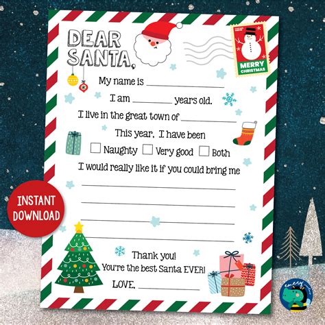 Free Printable Letter To Santa Christmas Wish List Hip2save