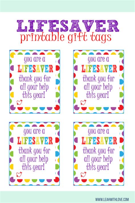 Free Printable Lifesaver Gift Tags